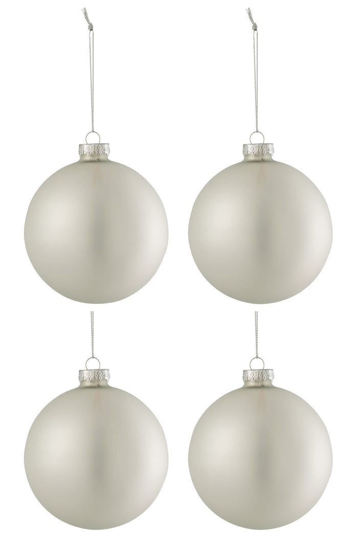 J-Line kerstbal Effen - glas - mat zilver - medium - doos va