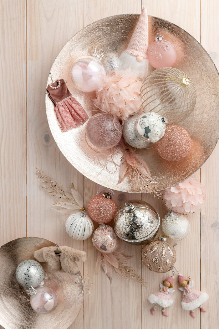 J-Line kerstbal Sterretjes - glas - zilver - medium - doos v