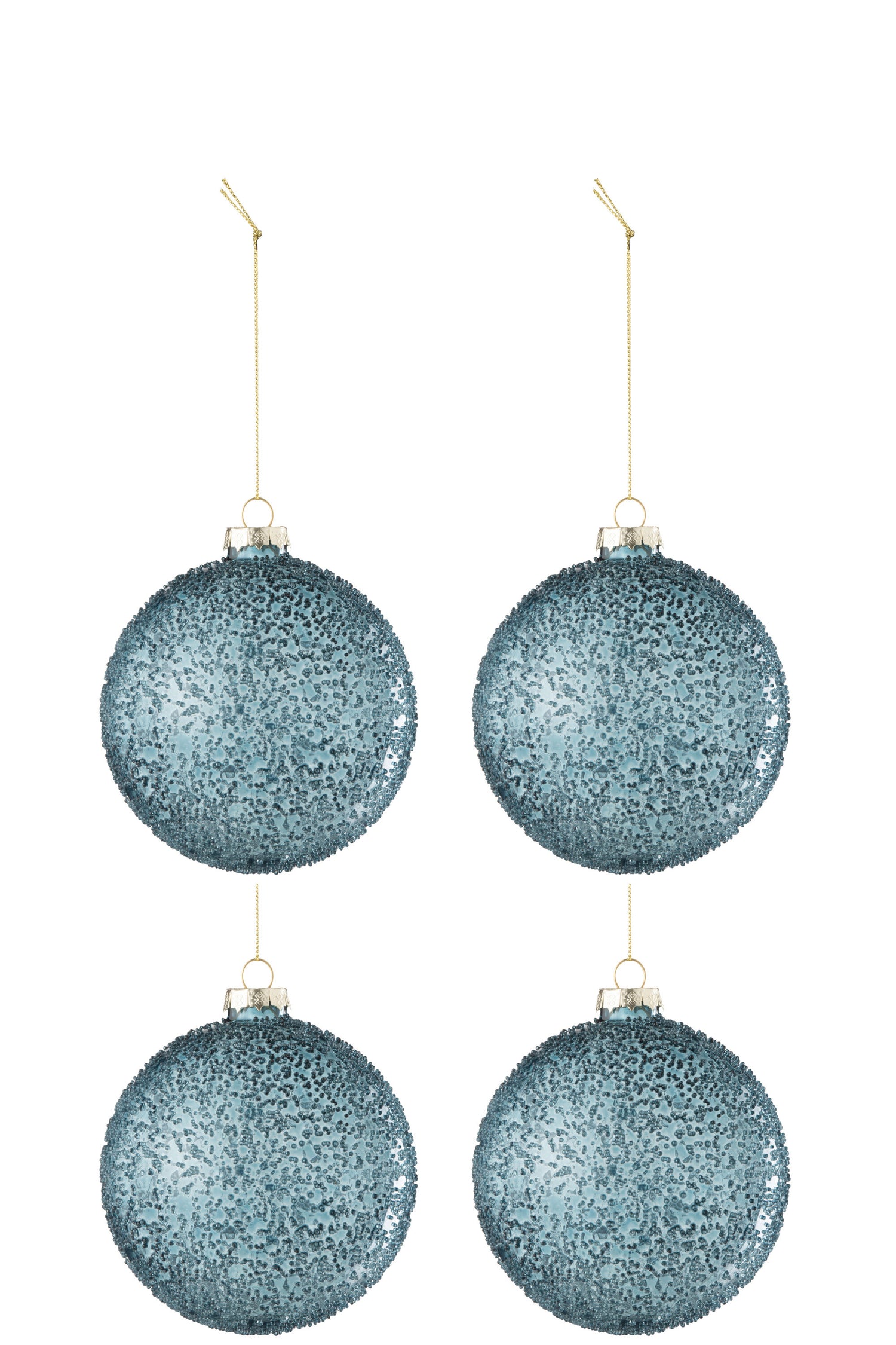 J-Line kerstbal Parels - glas  - blauw - small - doos van 4