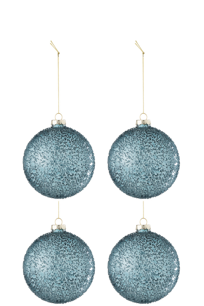 J-Line kerstbal Parels - glas  - blauw - small - doos van 4