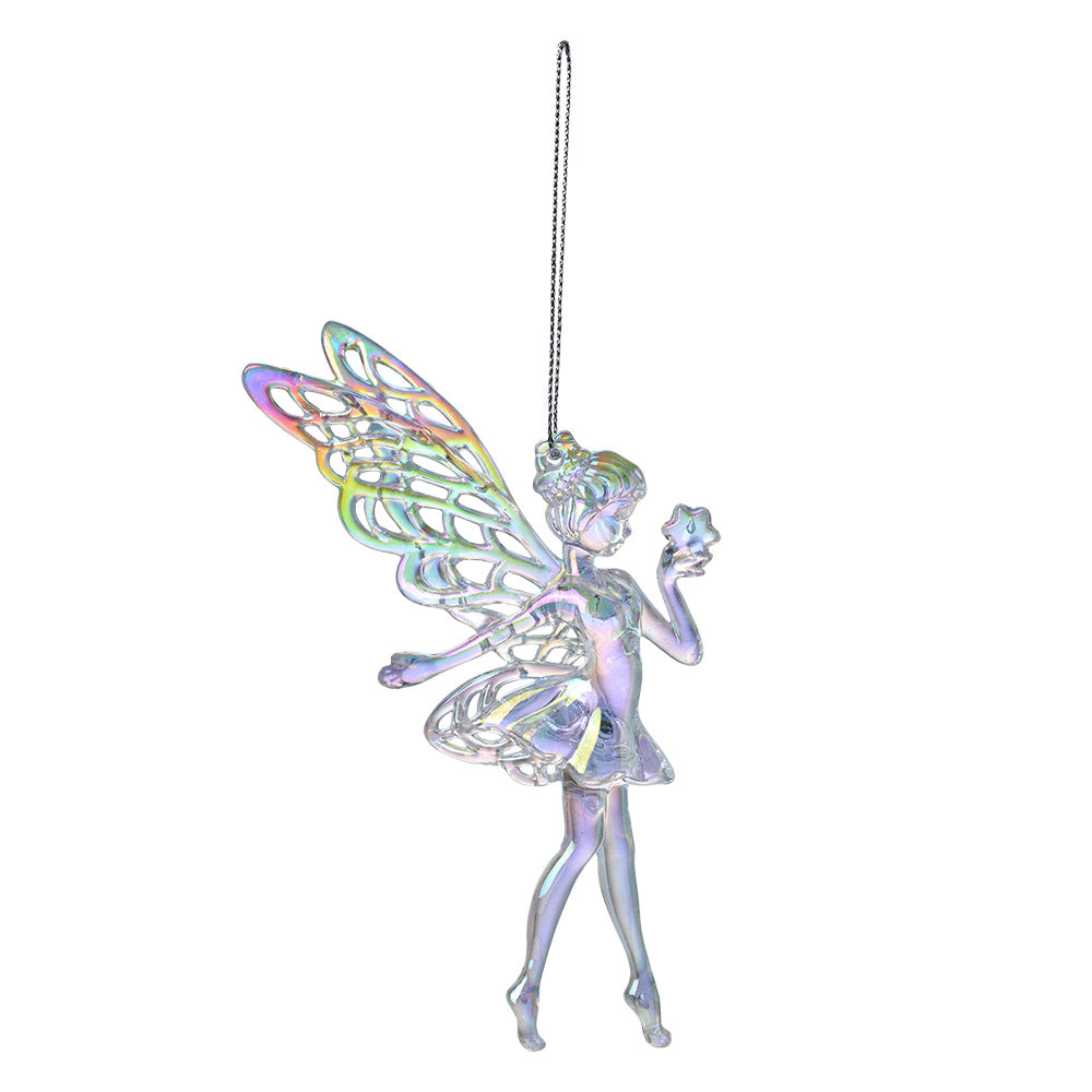 Clayre & Eef Kersthanger Fee 15 cm Zilverkleurig Kunststof