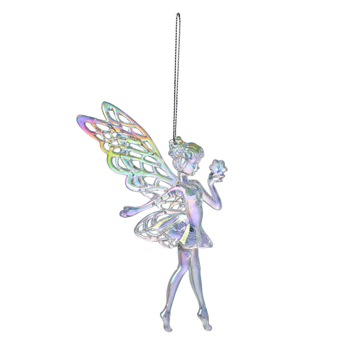 Clayre & Eef Kersthanger Fee 15 cm Zilverkleurig Kunststof