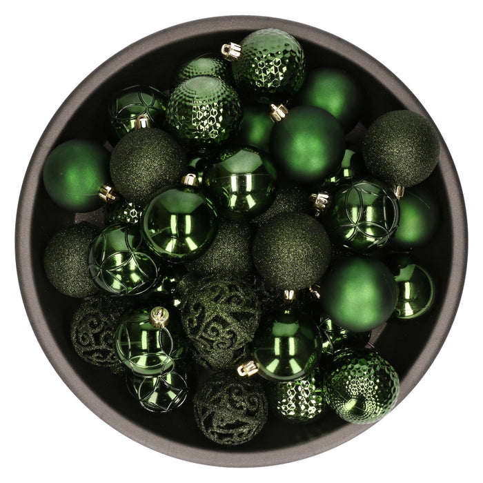 Bellatio Decorations kerstballen 37x -donkergroen -6cm -kunststof