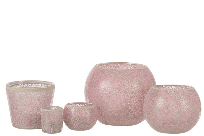J-Line kaarshouder Mozaiek Conisch - glas - roze
