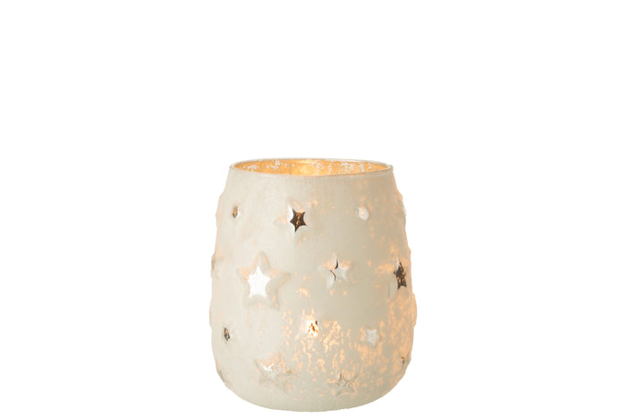 J-Line theelichthouder Ster - glas - zilver - large