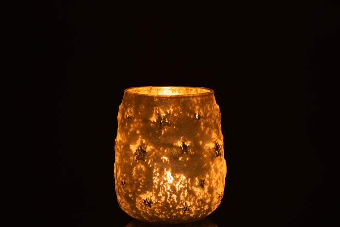 J-Line theelichthouder Ster - glas - zilver - large