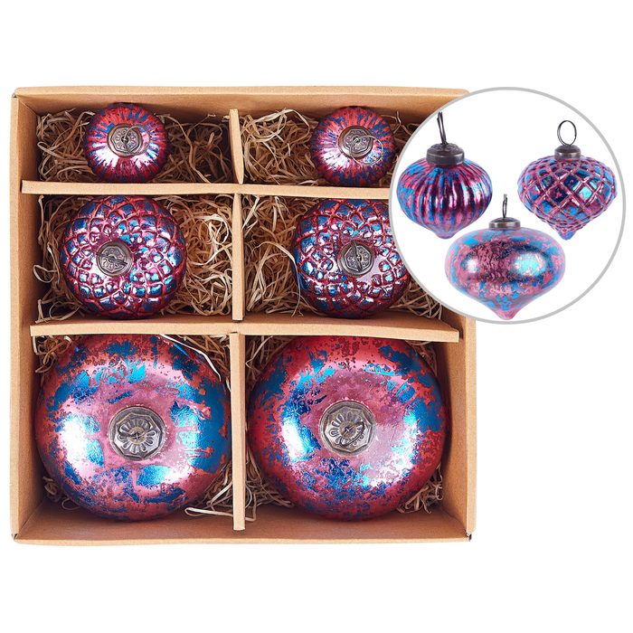 Beliani - ASTRALE - Kerstballen set van 6 - Roze - Glas