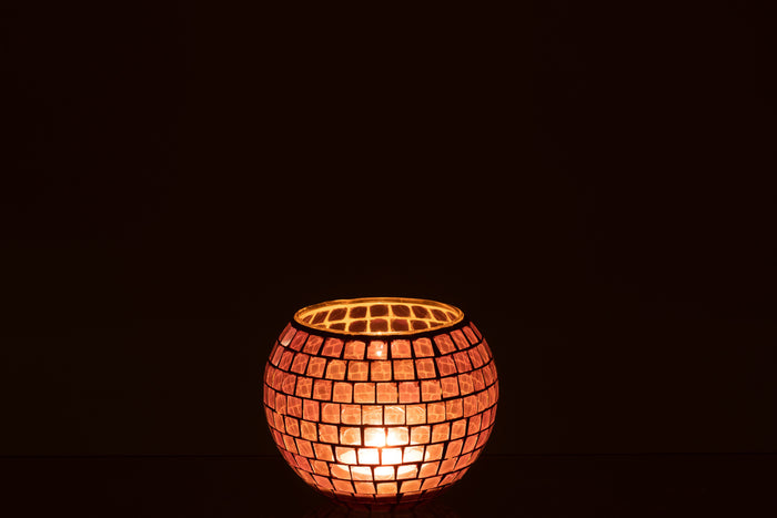 J-Line kaarshouder Mozaiek Rond - glas - paars - large