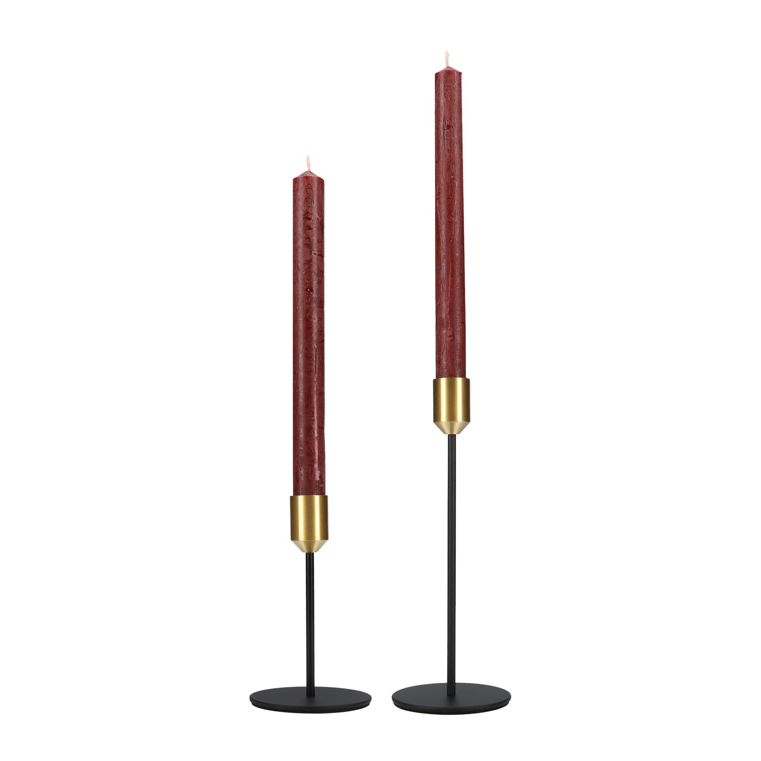 QUVIO Kaarsenstandaard - set van 2 - Metaal - Zwart en Goud