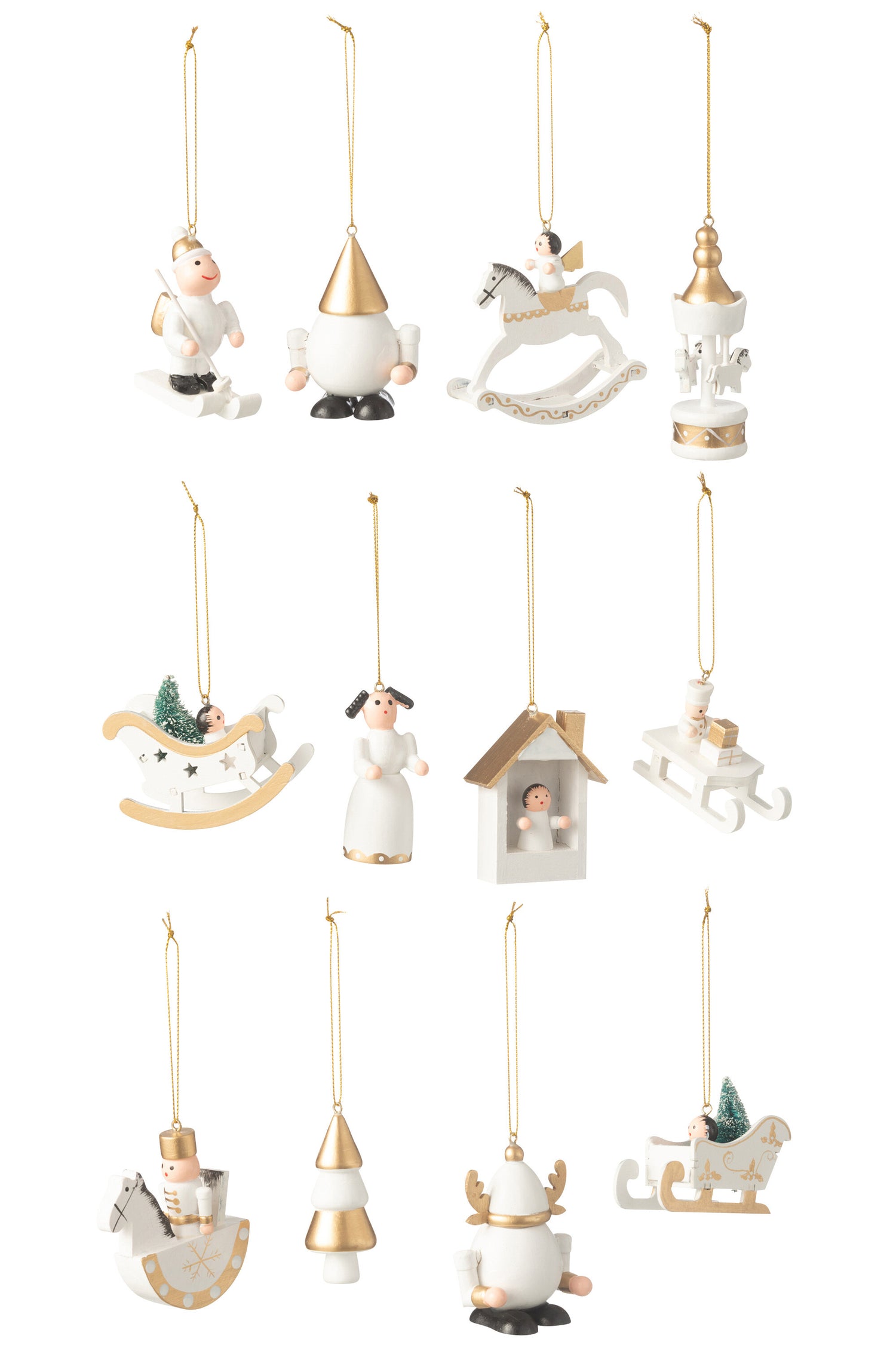 J-Line hangers - hout - wit|goud - doos van 12