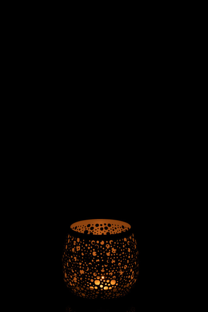 J-Line theelichthouder Geperforeerd - metaal - wit