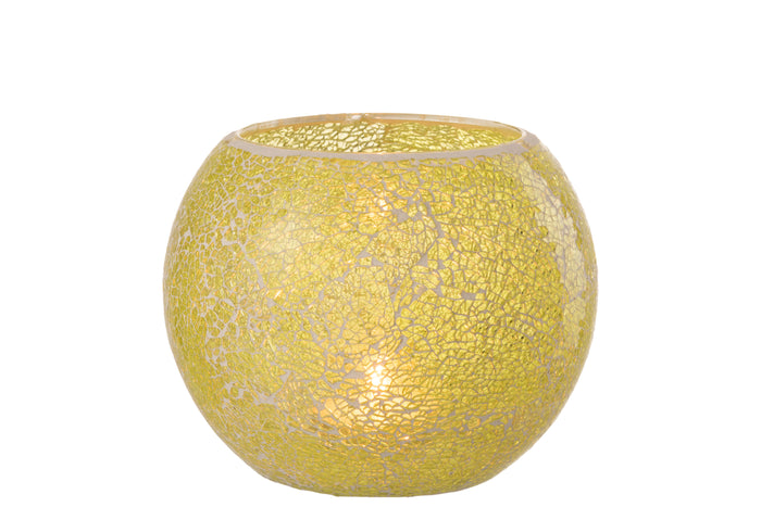 J-Line kaarshouder Mozaiek Rond - glas - geel - large