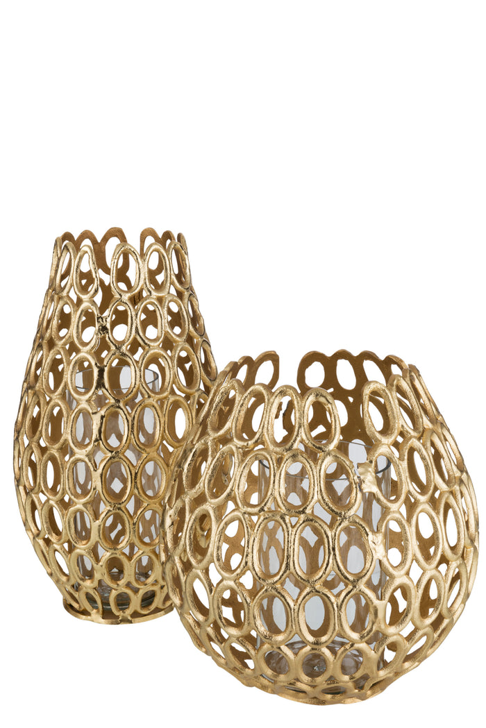 J-Line windlicht Eva Ringen - aluminium - goud - large