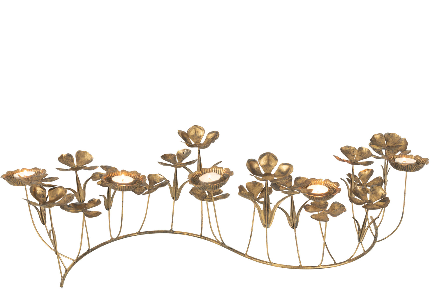 J-Line kandelaar Deco Bloemen - metaal - goud - large