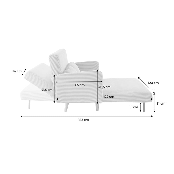sweeek - 2-zits slaapbank met houten poten