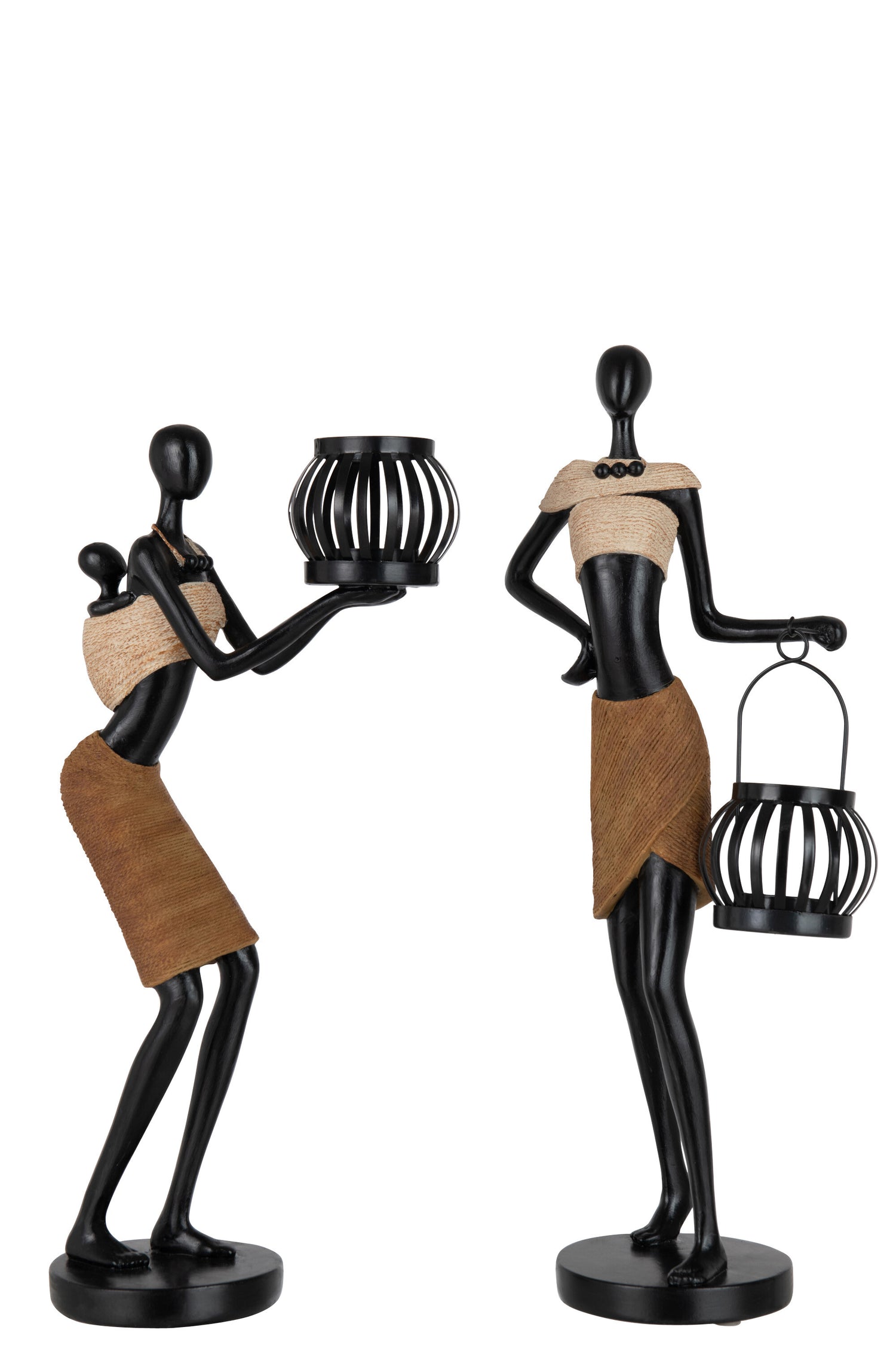 J-Line theelichthouder Op Hoofd Van Figuur Etnisch - polyres