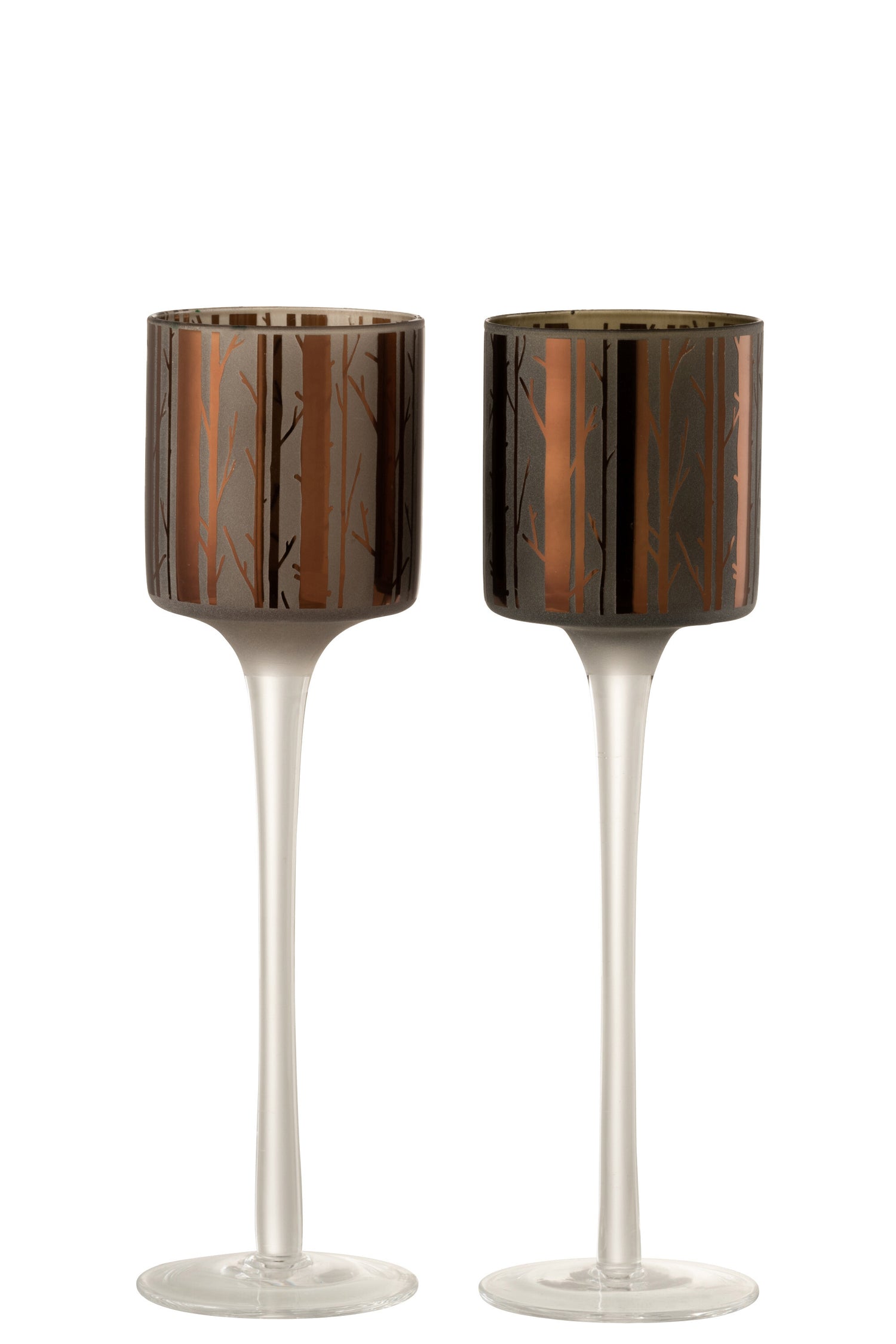 Theelichthouder | Glas | Bruin | 7x7x (h)25 Cm