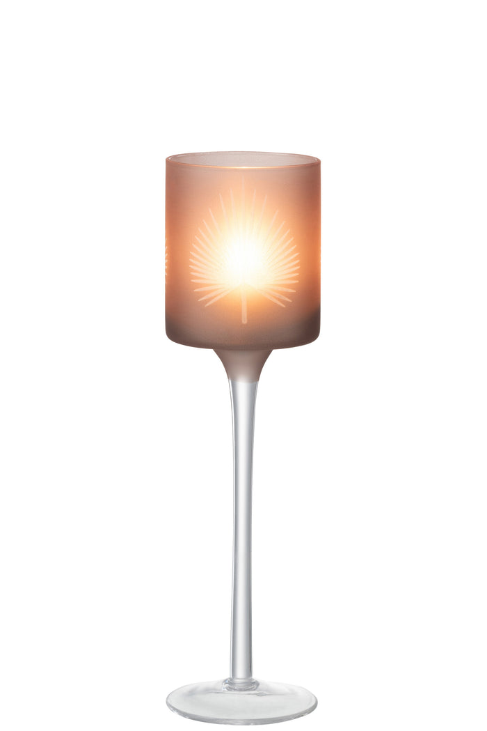 Theelichthouder | Glas | Bruin | 7x7x (h)25 Cm