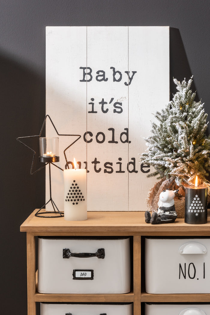 T-lichthouder | Metaal | Zwart | 20x10x (h)32.5 Cm