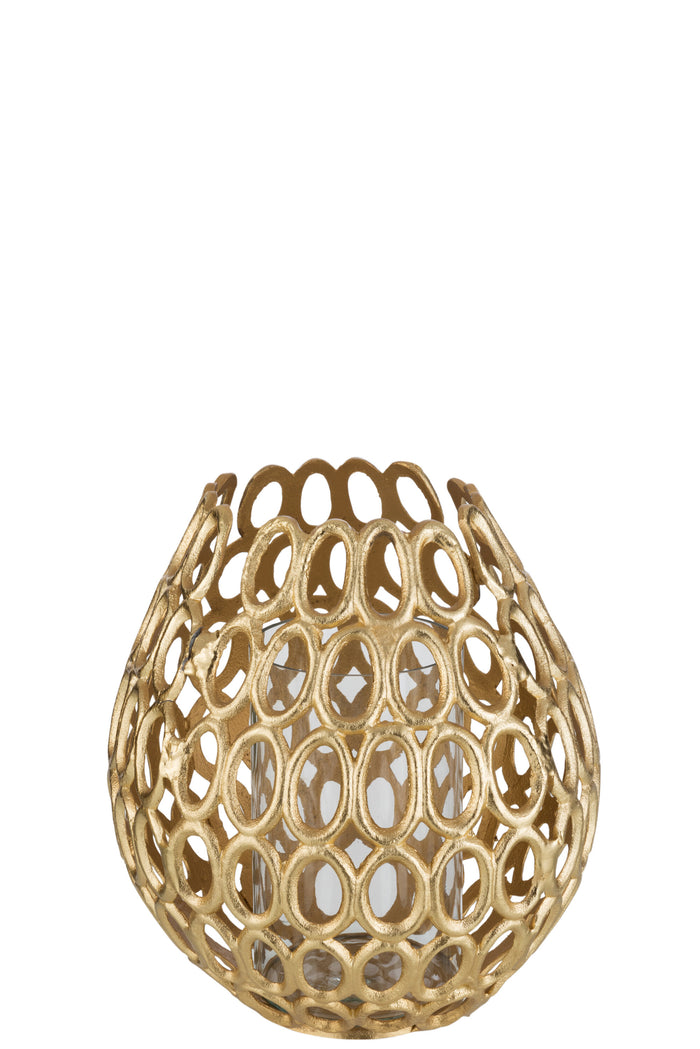 J-Line windlicht Eva Ringen - aluminium - goud - small