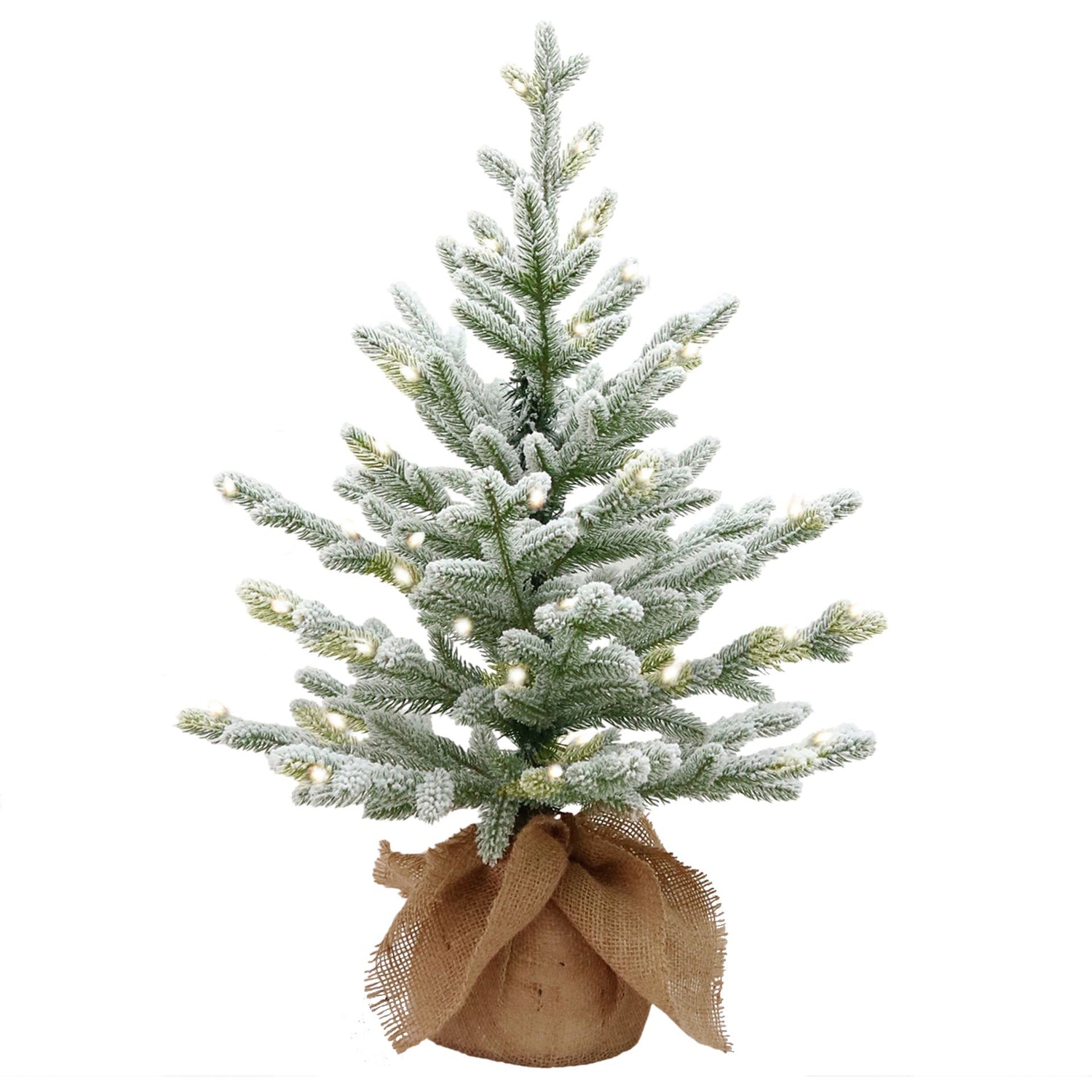 Cambridge flocked verlichte tafelkerstboom - 75 cm - 0 - Ø51 cm - 189