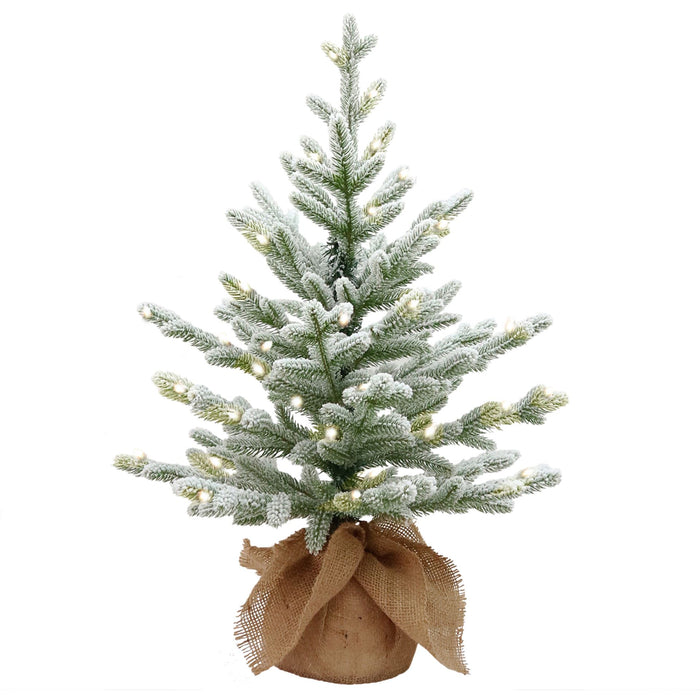 Cambridge flocked verlichte tafelkerstboom - 75 cm - 0 - Ø51 cm - 189