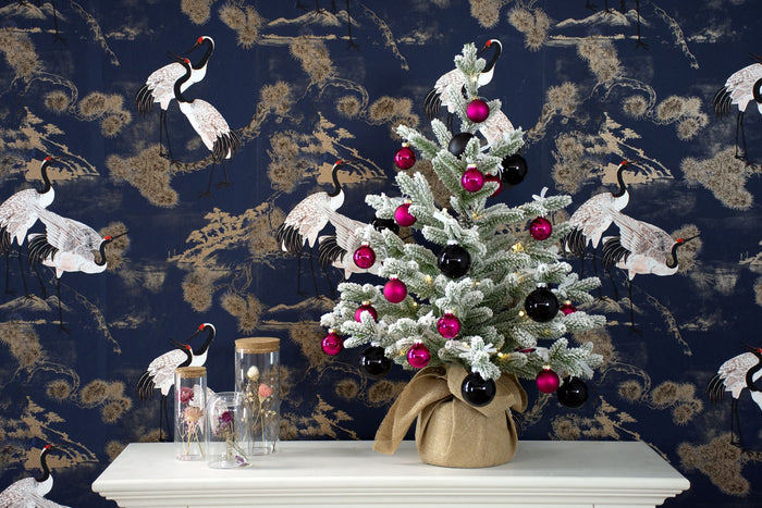 Cambridge flocked verlichte tafelkerstboom - 75 cm - 0 - Ø51 cm - 189