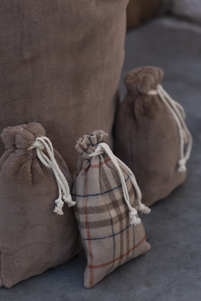 J-Line zak Kerst Zacht - textiel - bruin - small