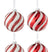 J-Line kerstbal - glas - wit|rood - large - doos van 4