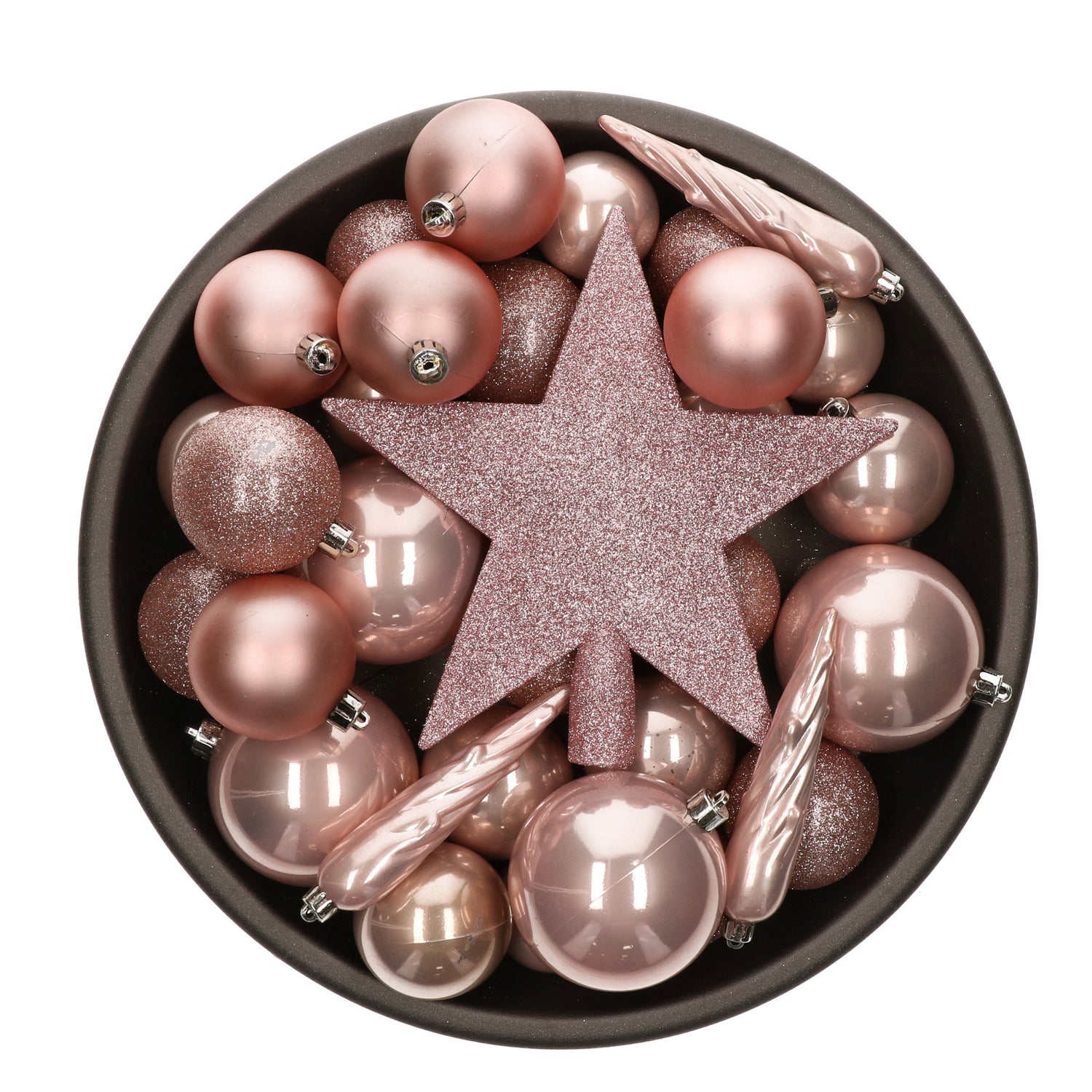 Bellatio decorations Kerstballen - 33x - mix - lichtroze - piek