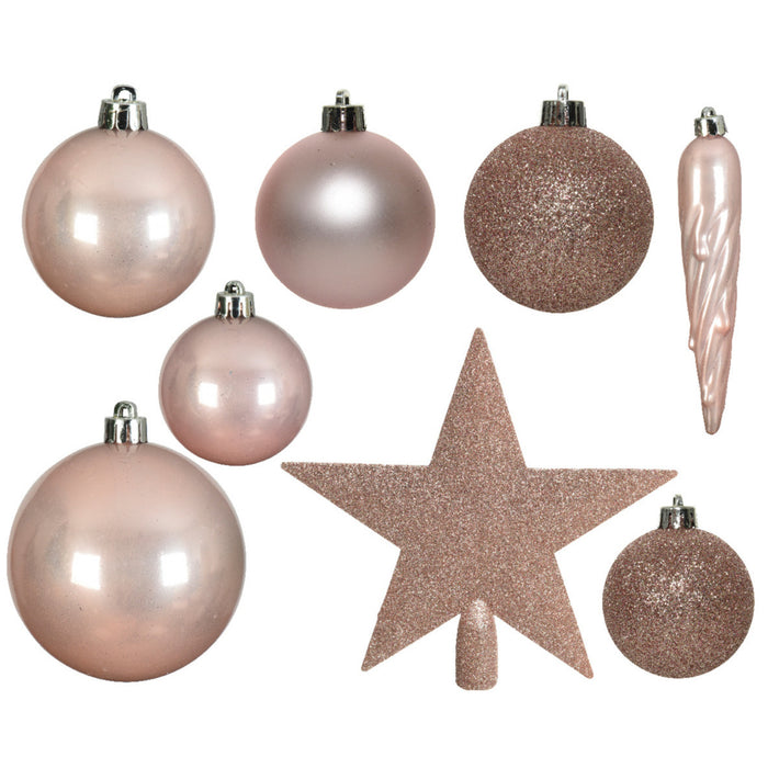 Bellatio decorations Kerstballen - 33x - mix - lichtroze - piek