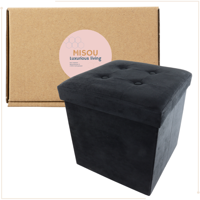 MISOU Opbergpoef met Deksel Poef met Opbergruimte Opvouwbaar Opberg...