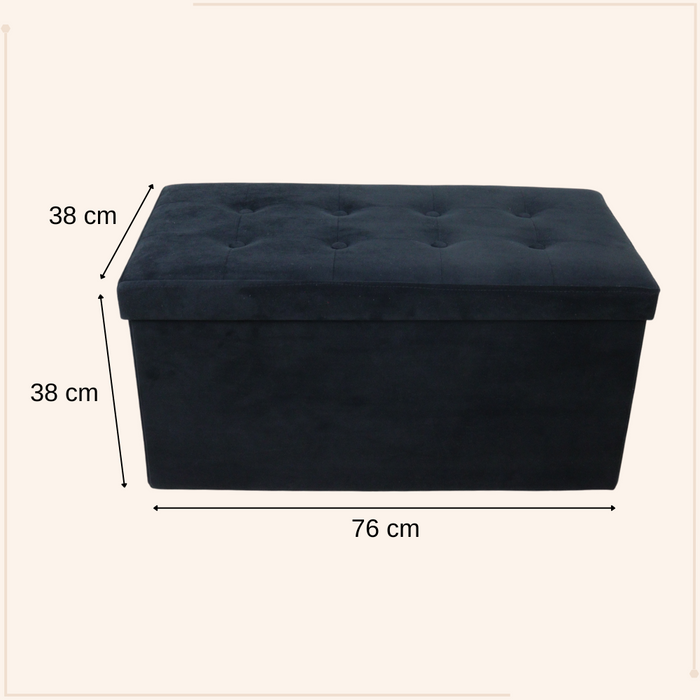 MISOU Opbergbox met Bank Velvet Zwart Opbergbank Poef met Opbergrui...