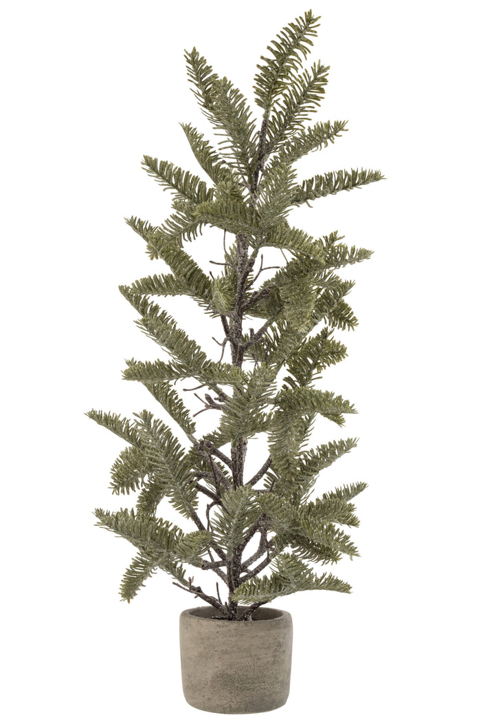 J-Line Dennentak In Pot Glitter - kunststof - groen - large