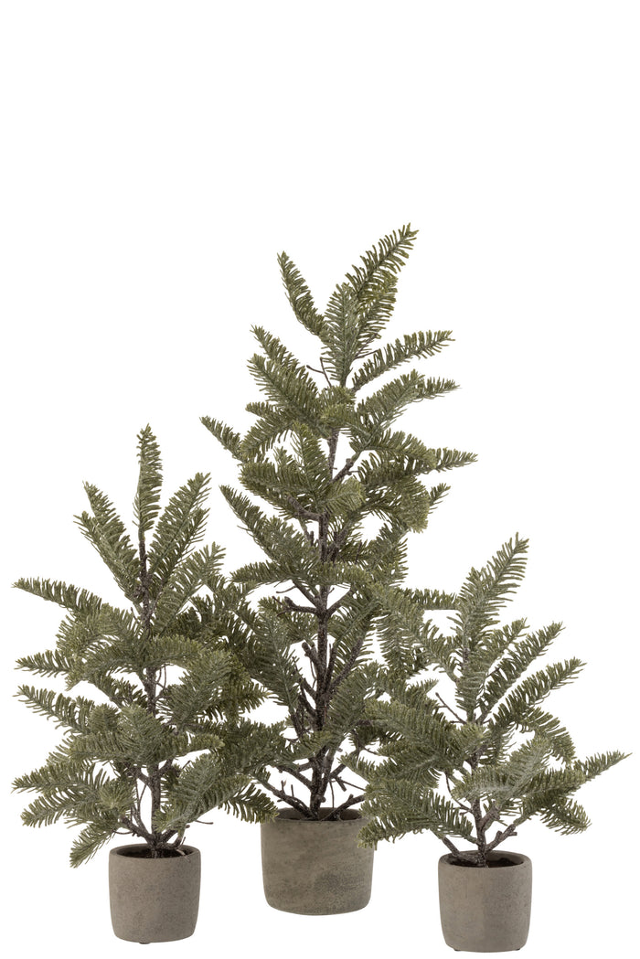 J-Line Dennentak In Pot Glitter - kunststof - groen - large