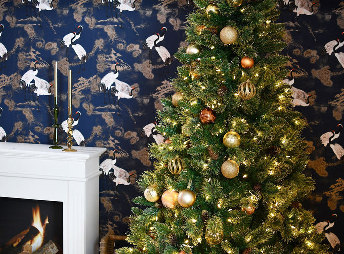 Shimmery Golden Bristle verlichte kunstkerstboom - 228 cm - Groen met