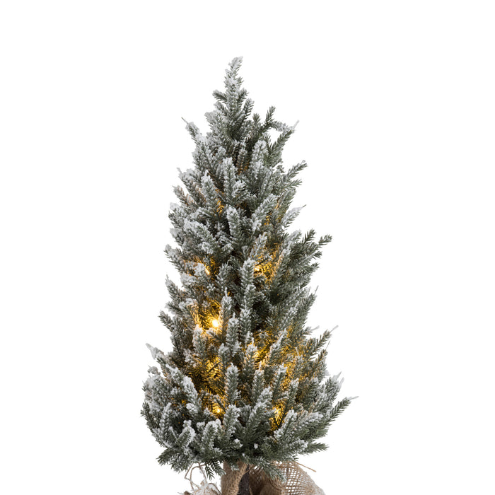 J-Line decoratie kerstboom Besneeuwd + pot - jute|kunststof