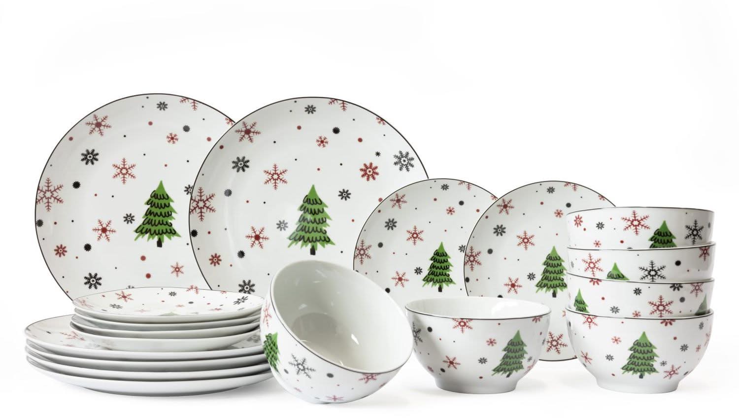 Studio Tavola Kerstservies - Porselein - Rood - 18-delig | 6 personen