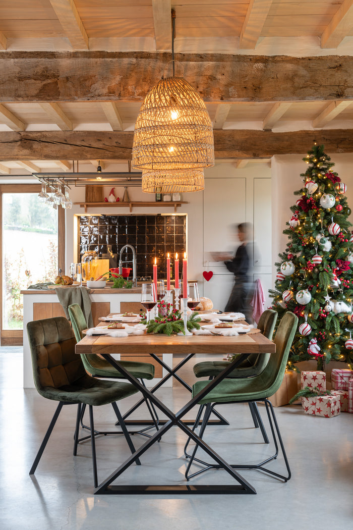 J-Line kerstboom Half Muur - kunststof - groen - LED lichtje