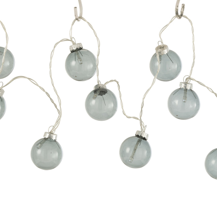 J-Line slinger 10 Ballen + Effen - glas - donkergrijs - LED lichjtes