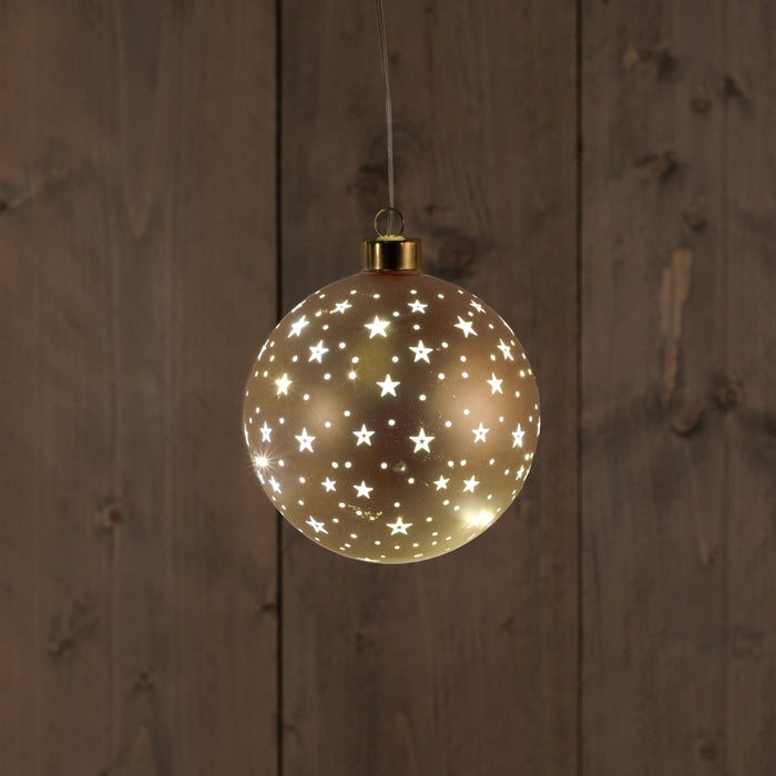 Anna's Collection - Ball Glass Matt Gold With Stars 12Cm | Led Warm...