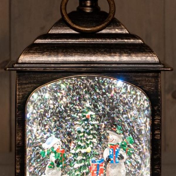 Anna's Collection - B.O. Lantern Snowman Glitter Led Warm White 13,...