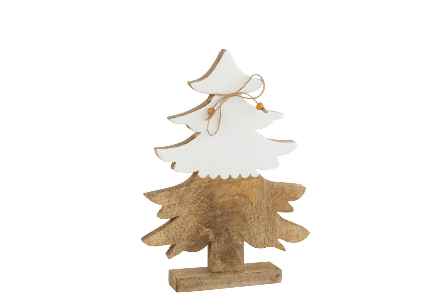 J-Line decoratie Kerstboom Touw - hout - wit|naturel - large