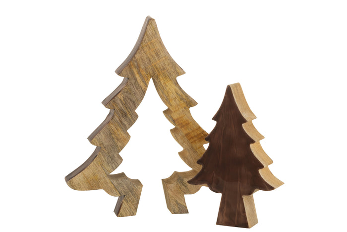 J-Line decoratie Kerstboom Puzzel - hout - bruin|naturel - large