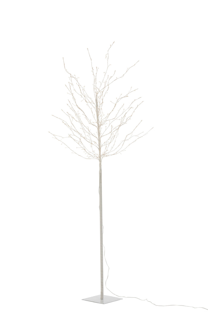 J-Line boom kaal - metaal - wit - large - LED lichtjes