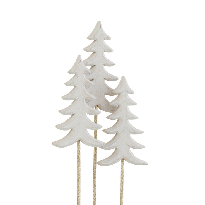 J-Line decoratie Kerstboom Op Voet - hout - wit|goud - small