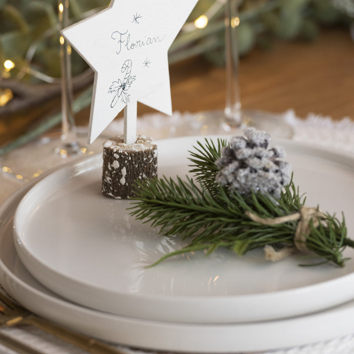 J-Line kerstfiguur Kerstmis Beeldjes Multiplex - hout - wit - 3 stuks