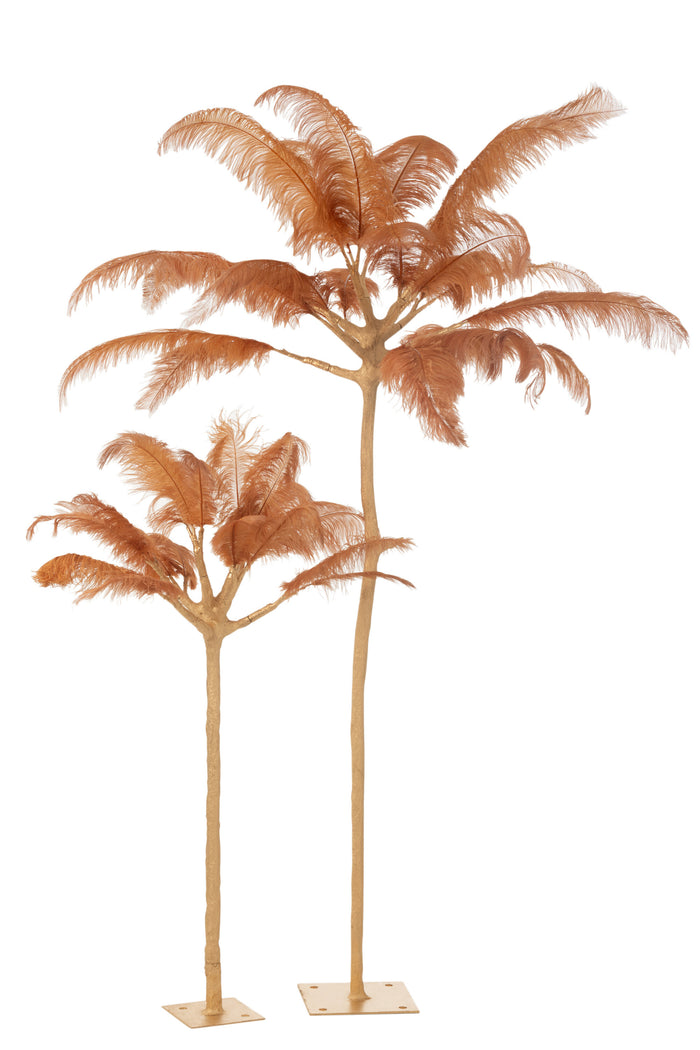 J-Line decoratie Boom pluimen - metaal - goud|oker - large