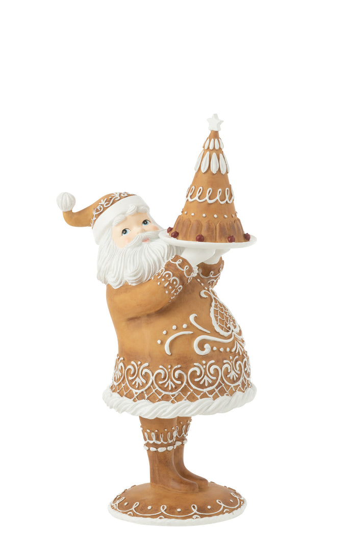 J-Line decoratie Peperkoek Kerstman Cake - polyresin - bruin