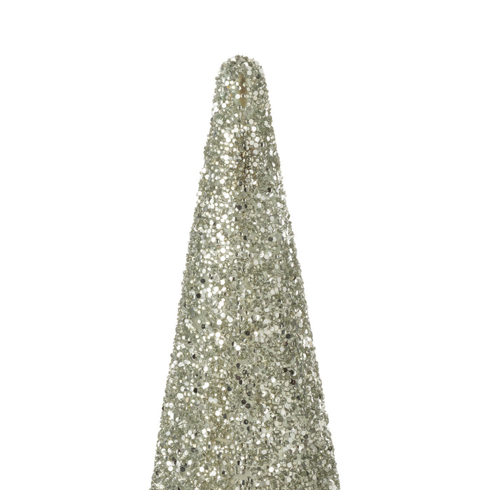 J-Line decoratie Kerstboom Glitter - glas - zilver - small